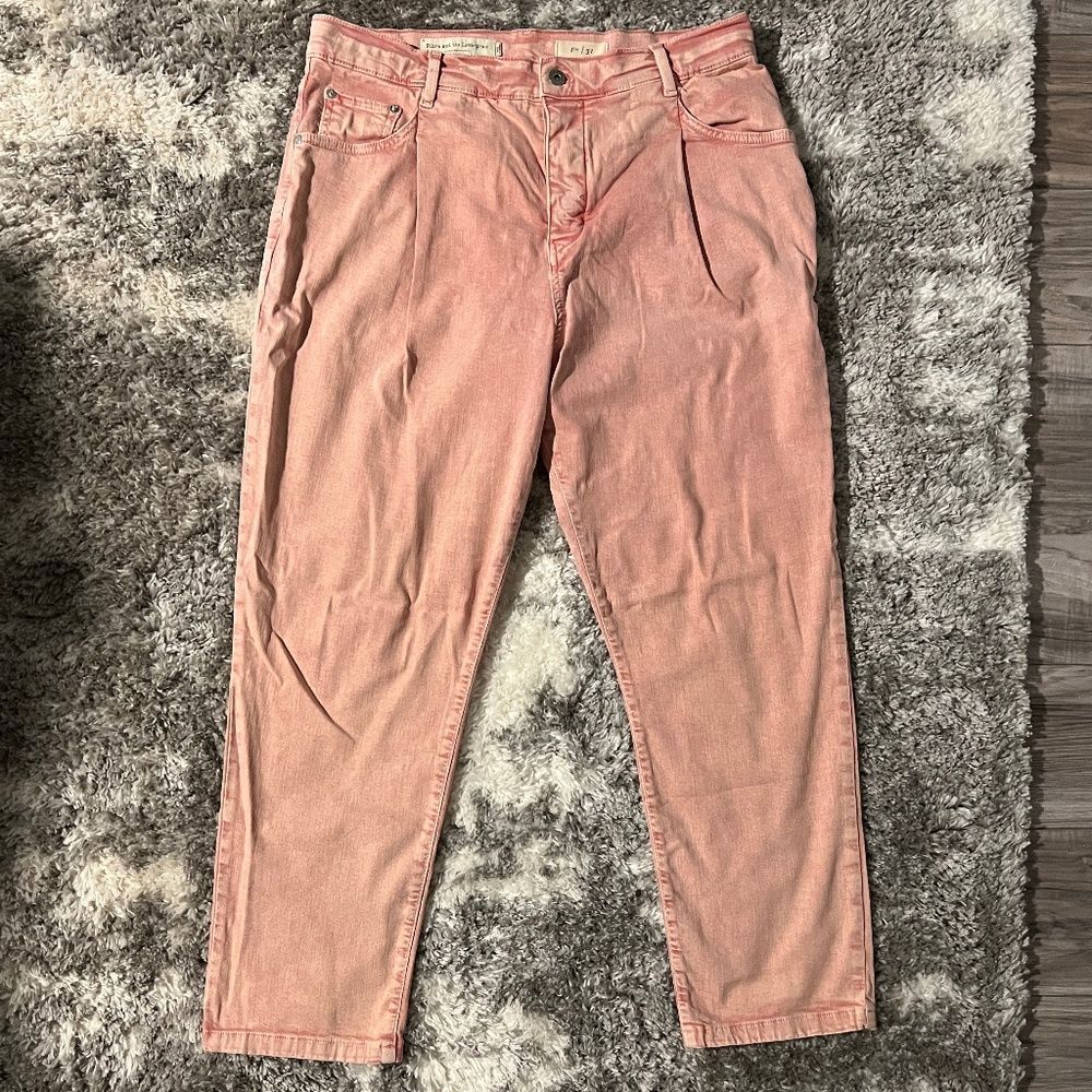Pilcro and the Letterpress Acid Wash Pleated Straight Jeans size 31